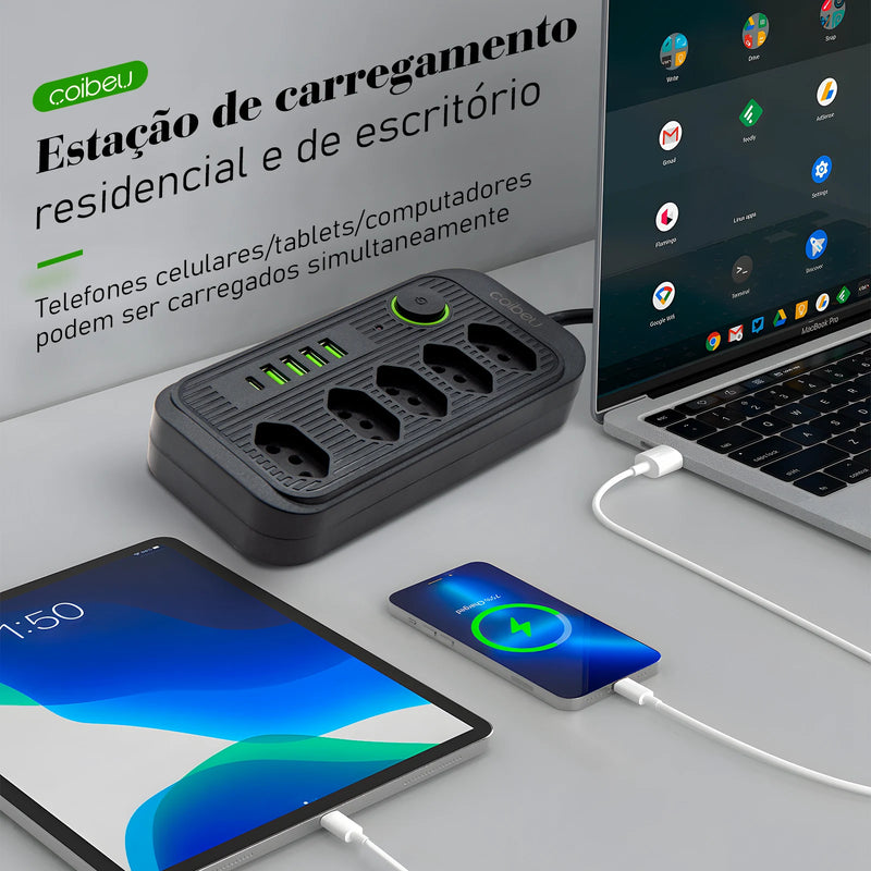 Tomada de extensão, filtro de linha, extensão de energia, soquete USB, plugue, plugue de água, filtro de linha do Brasil, 100-220V,10A